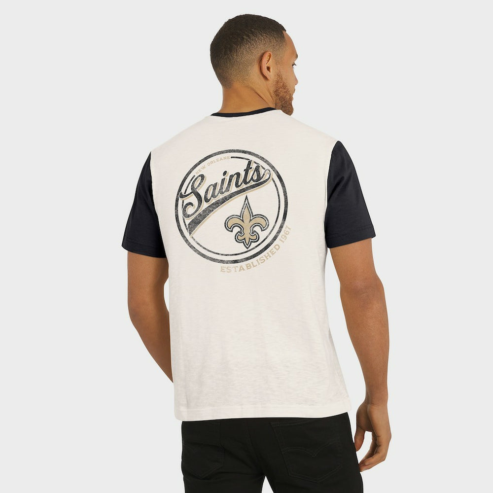 New Orleans Saints Darius Rucker Collection Henley Colorblock Slub Pocket T-Shirt - Cream - Fanatics