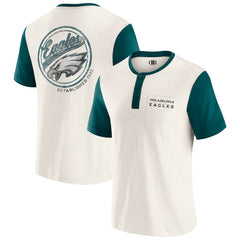 Philadelphia Eagles Darius Rucker Collection Henley Colorblock Slub Pocket T-Shirt - Cream - Fanatics