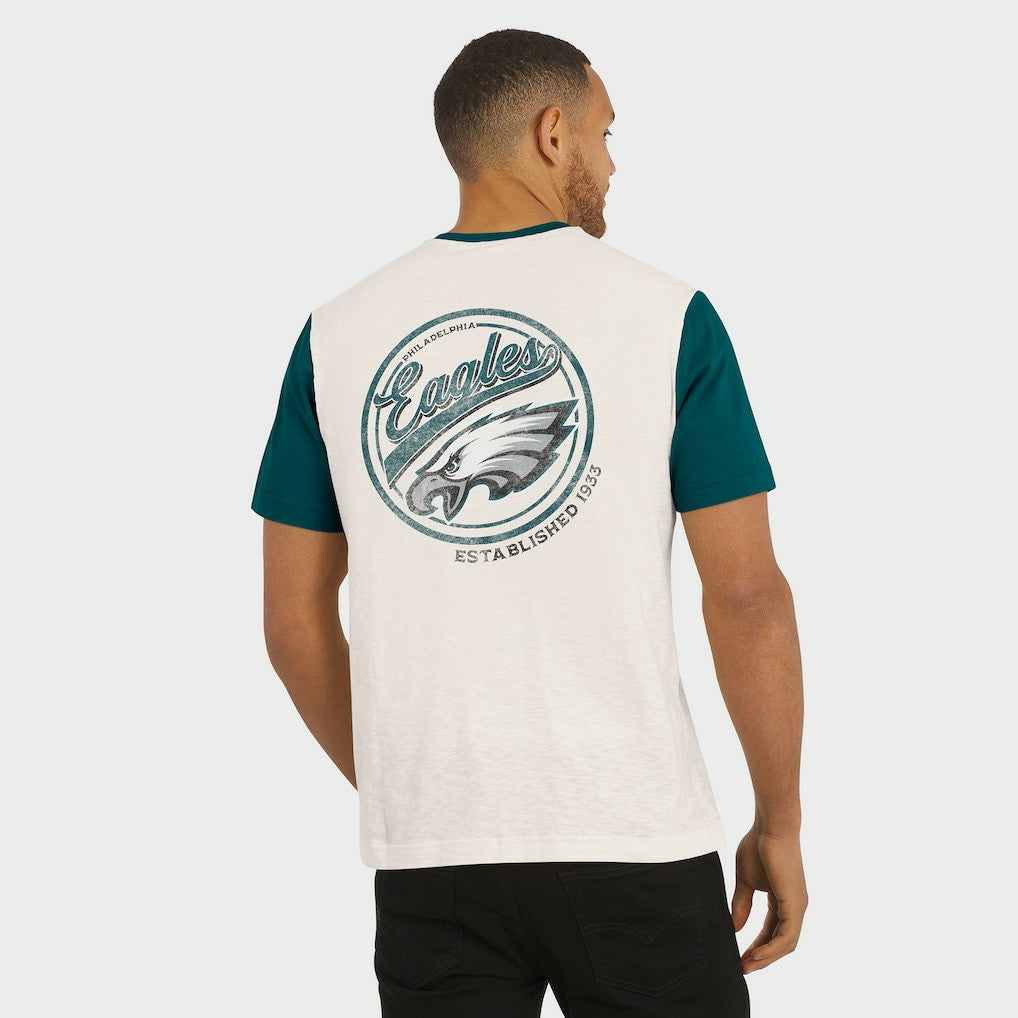 Philadelphia Eagles Darius Rucker Collection Henley Colorblock Slub Pocket T-Shirt - Cream - Fanatics