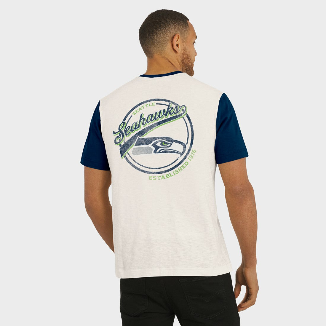 Seattle Seahawks Darius Rucker Collection Henley Colorblock Slub Pocket T-Shirt - Cream - Fanatics