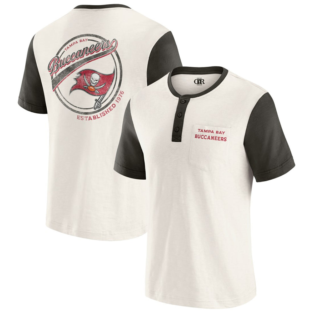 Tampa Bay Buccaneers Darius Rucker Collection Henley Colorblock Slub Pocket T-Shirt - Cream - Fanatics