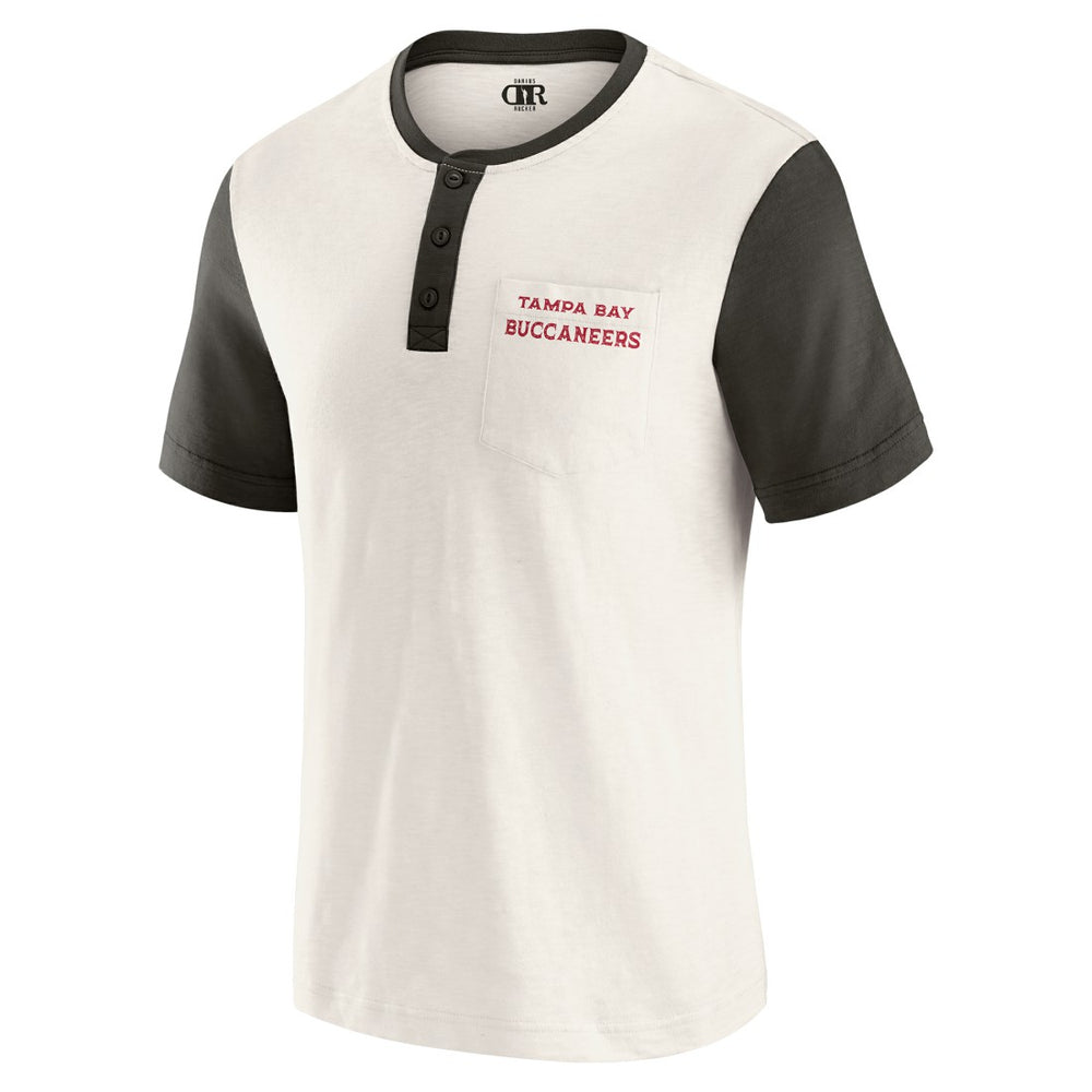 Tampa Bay Buccaneers Darius Rucker Collection Henley Colorblock Slub Pocket T-Shirt - Cream - Fanatics