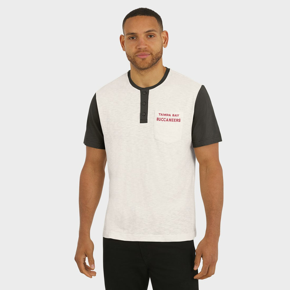 Tampa Bay Buccaneers Darius Rucker Collection Henley Colorblock Slub Pocket T-Shirt - Cream - Fanatics