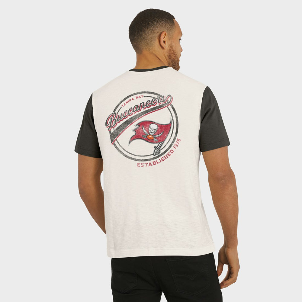 Tampa Bay Buccaneers Darius Rucker Collection Henley Colorblock Slub Pocket T-Shirt - Cream - Fanatics