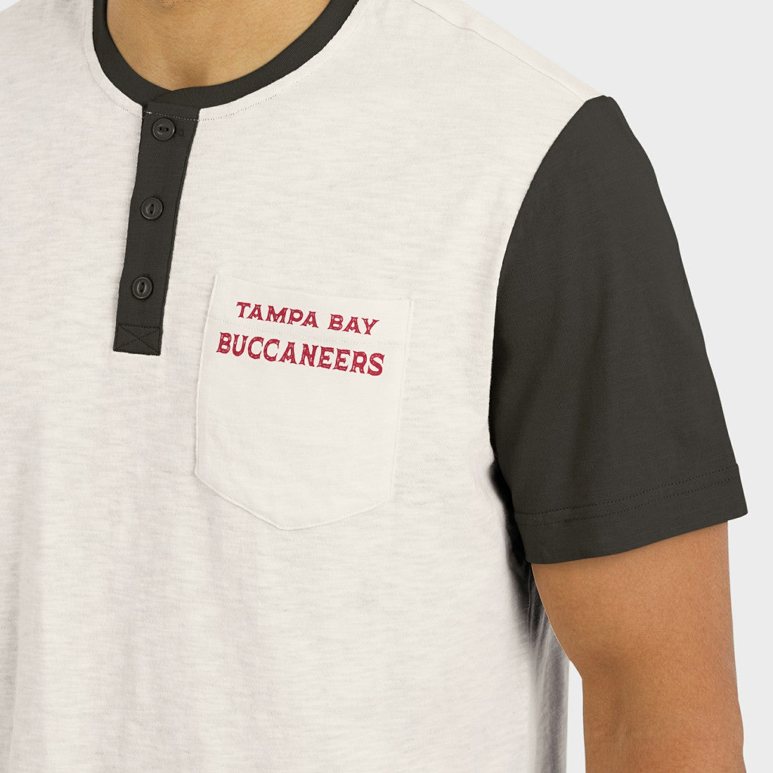 Tampa Bay Buccaneers Darius Rucker Collection Henley Colorblock Slub Pocket T-Shirt - Cream - Fanatics