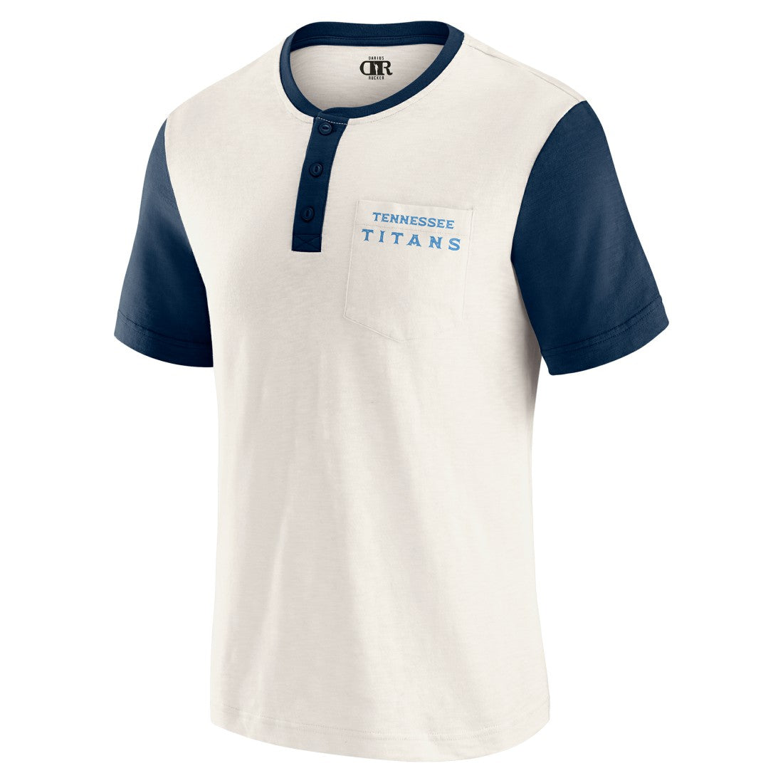 Tennessee Titans Darius Rucker Collection Henley Colorblock Slub Pocket T-Shirt - Cream - Fanatics