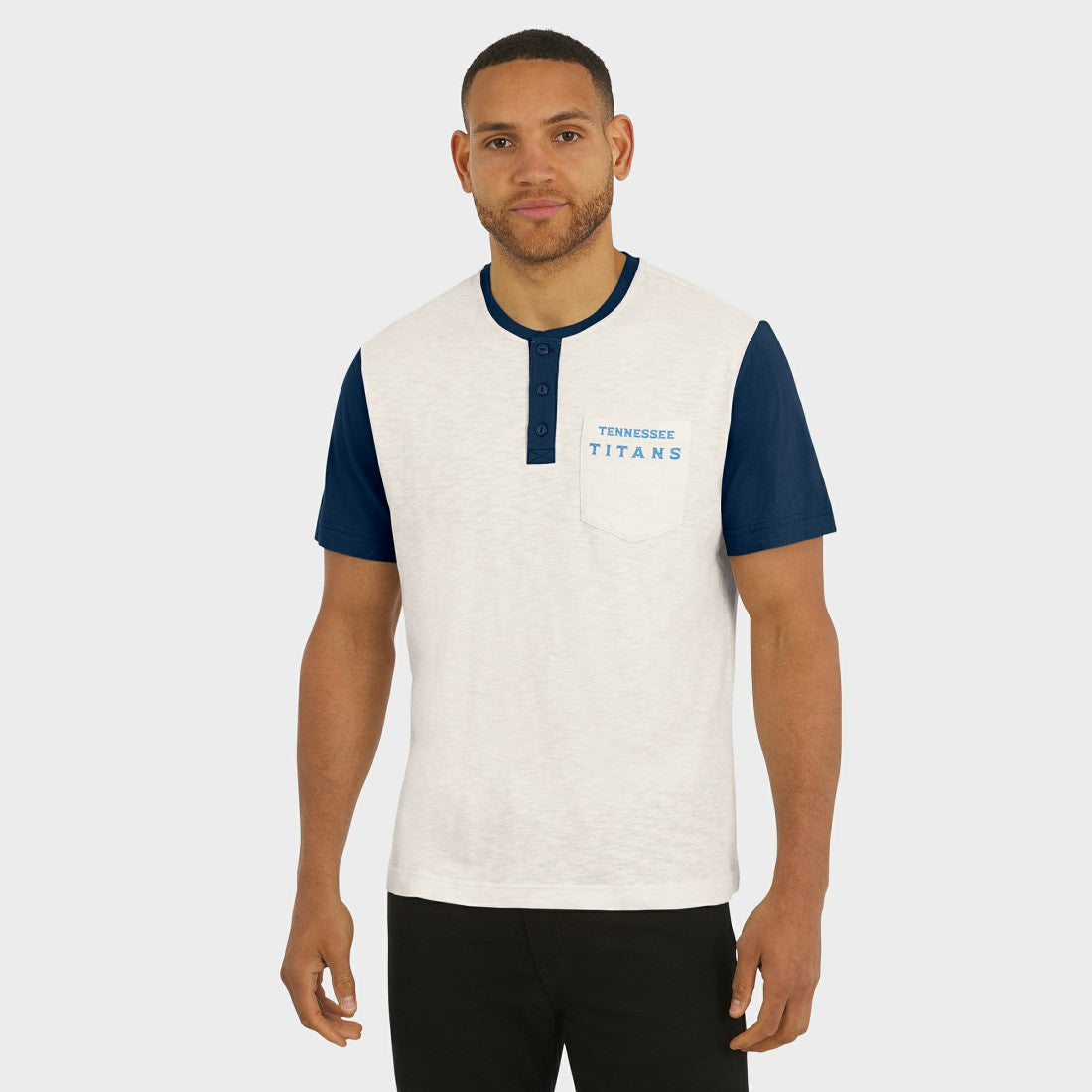 Tennessee Titans Darius Rucker Collection Henley Colorblock Slub Pocket T-Shirt - Cream - Fanatics