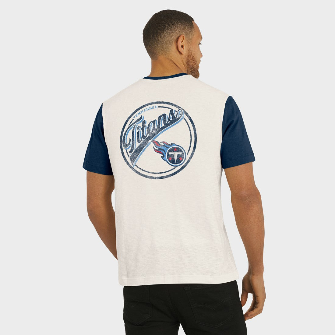 Tennessee Titans Darius Rucker Collection Henley Colorblock Slub Pocket T-Shirt - Cream - Fanatics