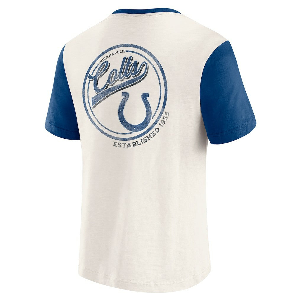 Indianapolis Colts Darius Rucker Collection Henley Colorblock Slub Pocket T-Shirt - Cream - Fanatics