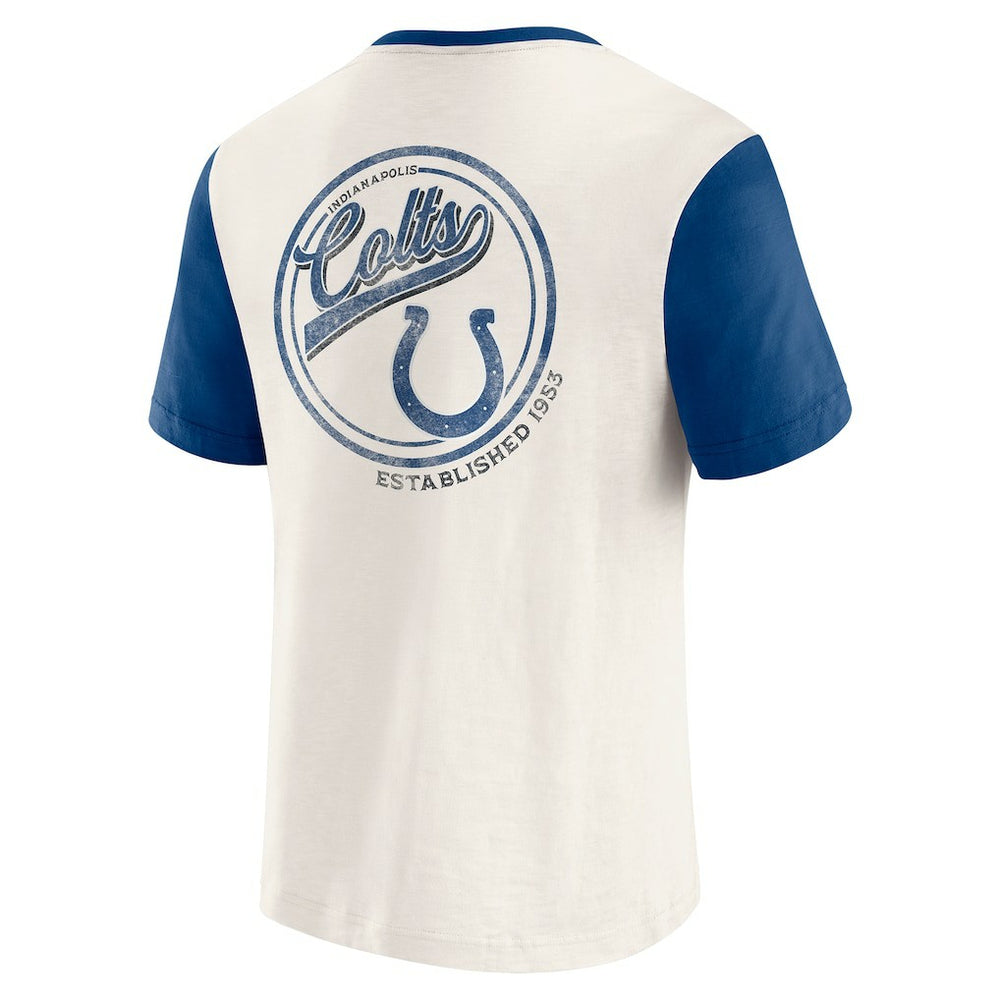 Indianapolis Colts Darius Rucker Collection Henley Colorblock Slub Pocket T-Shirt - Cream - Fanatics