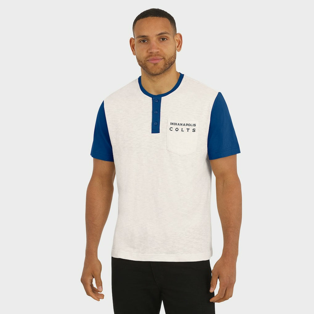 Indianapolis Colts Darius Rucker Collection Henley Colorblock Slub Pocket T-Shirt - Cream - Fanatics