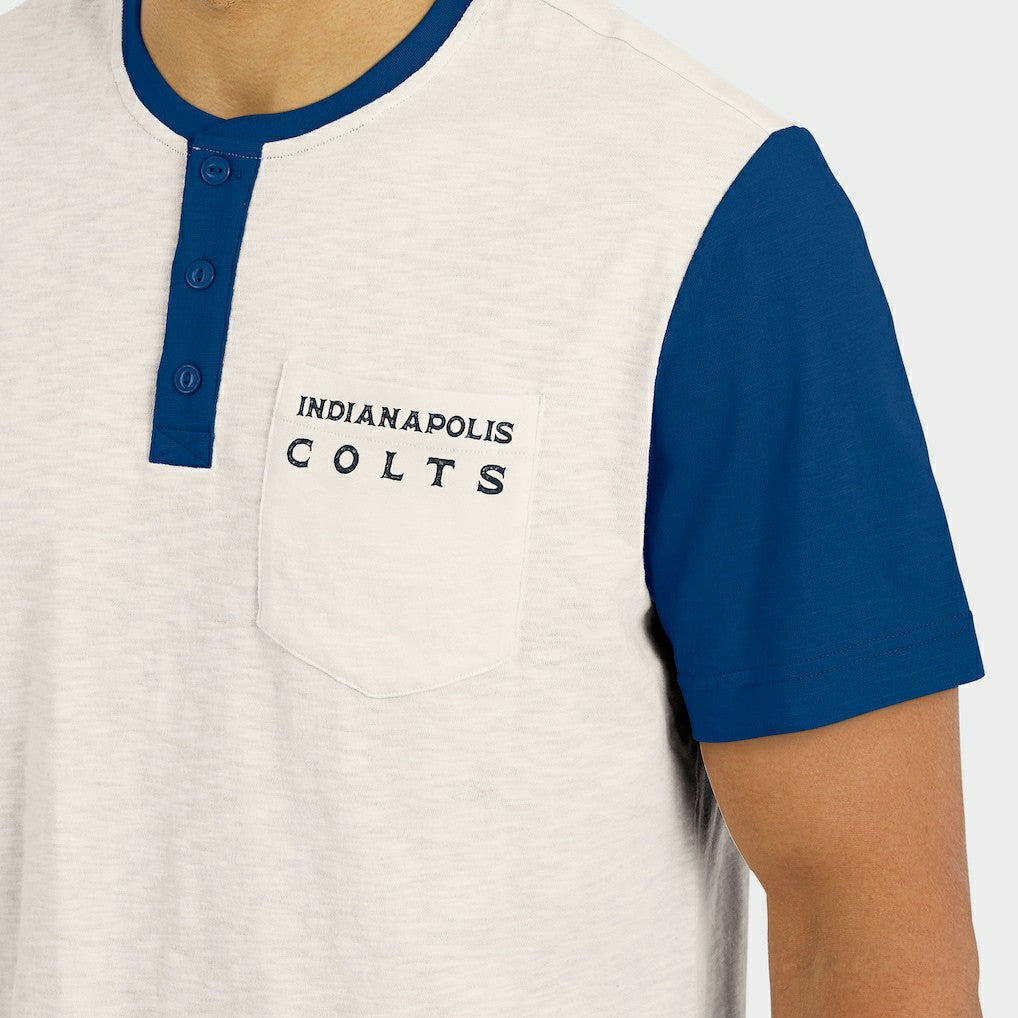 Indianapolis Colts Darius Rucker Collection Henley Colorblock Slub Pocket T-Shirt - Cream - Fanatics