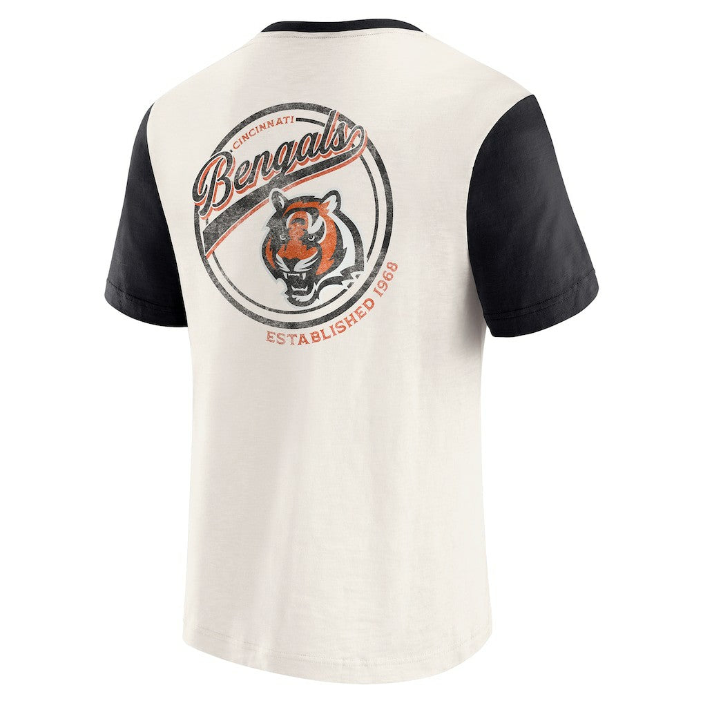 Cincinnati Bengals Darius Rucker Collection Henley Colorblock Slub Pocket T-Shirt - Cream - Fanatics
