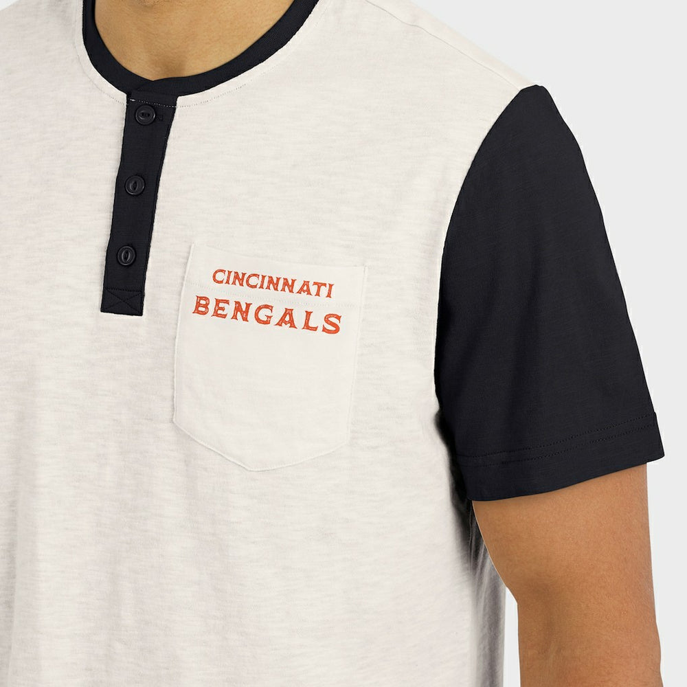 Cincinnati Bengals Darius Rucker Collection Henley Colorblock Slub Pocket T-Shirt - Cream - Fanatics