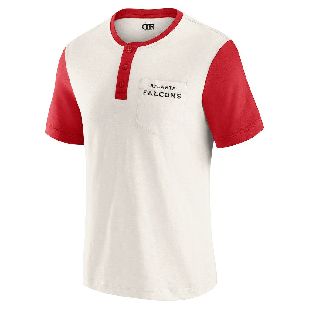 Atlanta Falcons Darius Rucker Collection Henley Colorblock Slub Pocket T-Shirt - Cream - Fanatics