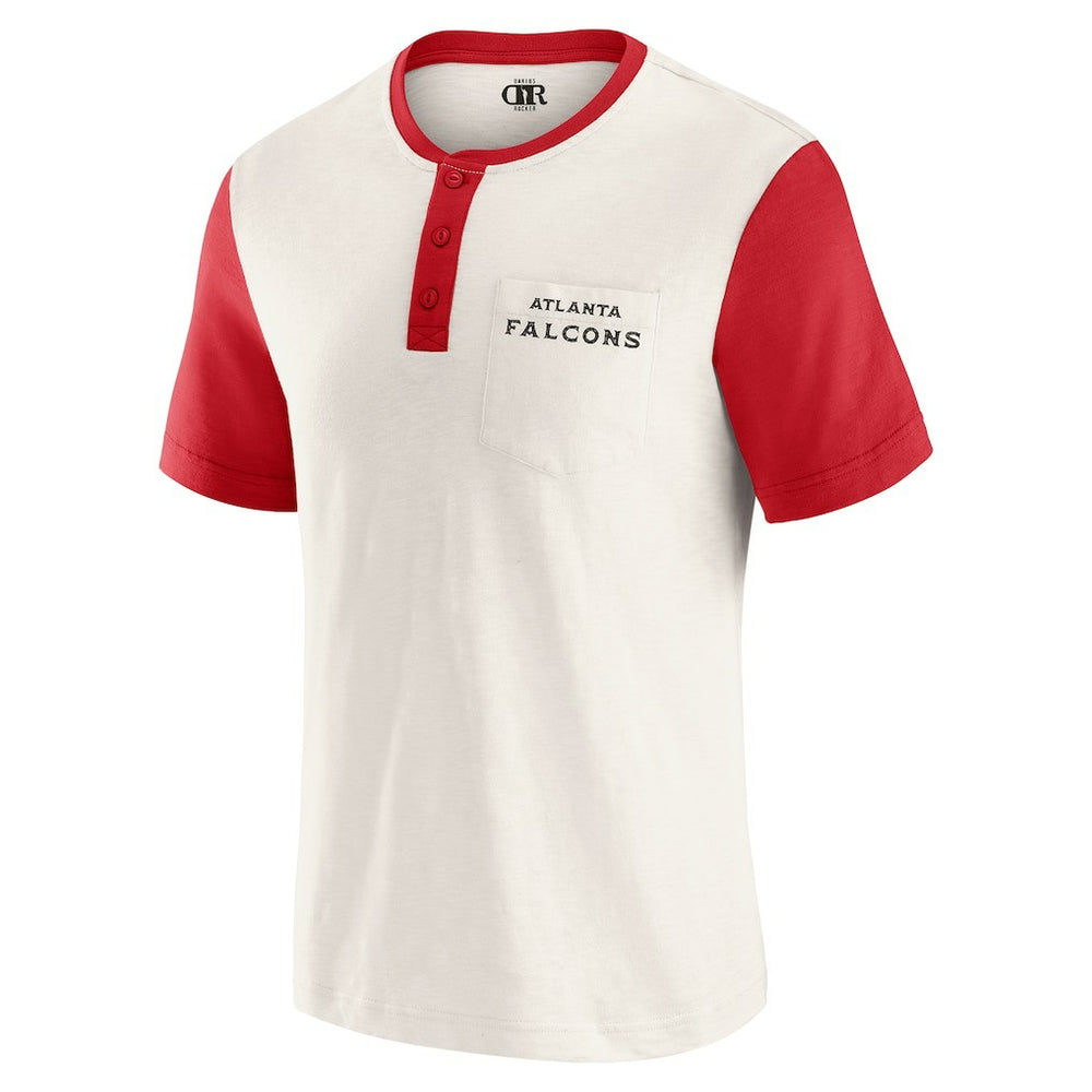 Atlanta Falcons Darius Rucker Collection Henley Colorblock Slub Pocket T-Shirt - Cream - Fanatics
