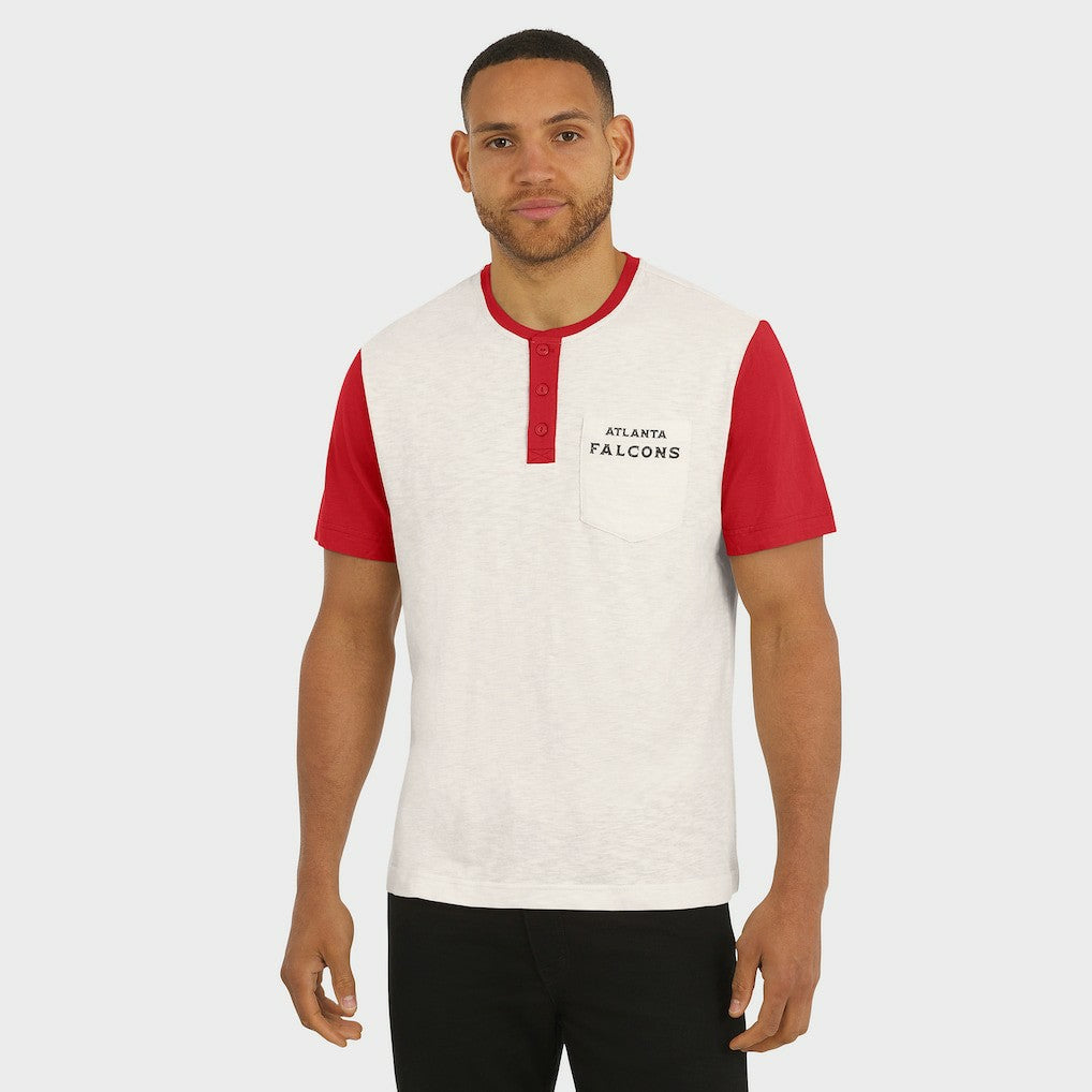 Atlanta Falcons Darius Rucker Collection Henley Colorblock Slub Pocket T-Shirt - Cream - Fanatics