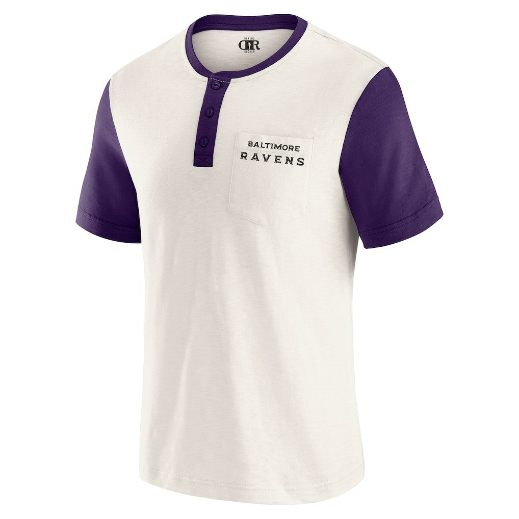 Baltimore Ravens Darius Rucker Collection Henley Colorblock Slub Pocket T-Shirt - Cream - Fanatics