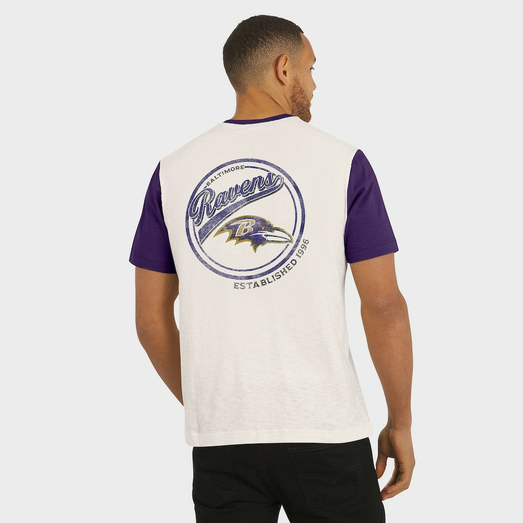 Baltimore Ravens Darius Rucker Collection Henley Colorblock Slub Pocket T-Shirt - Cream - Fanatics