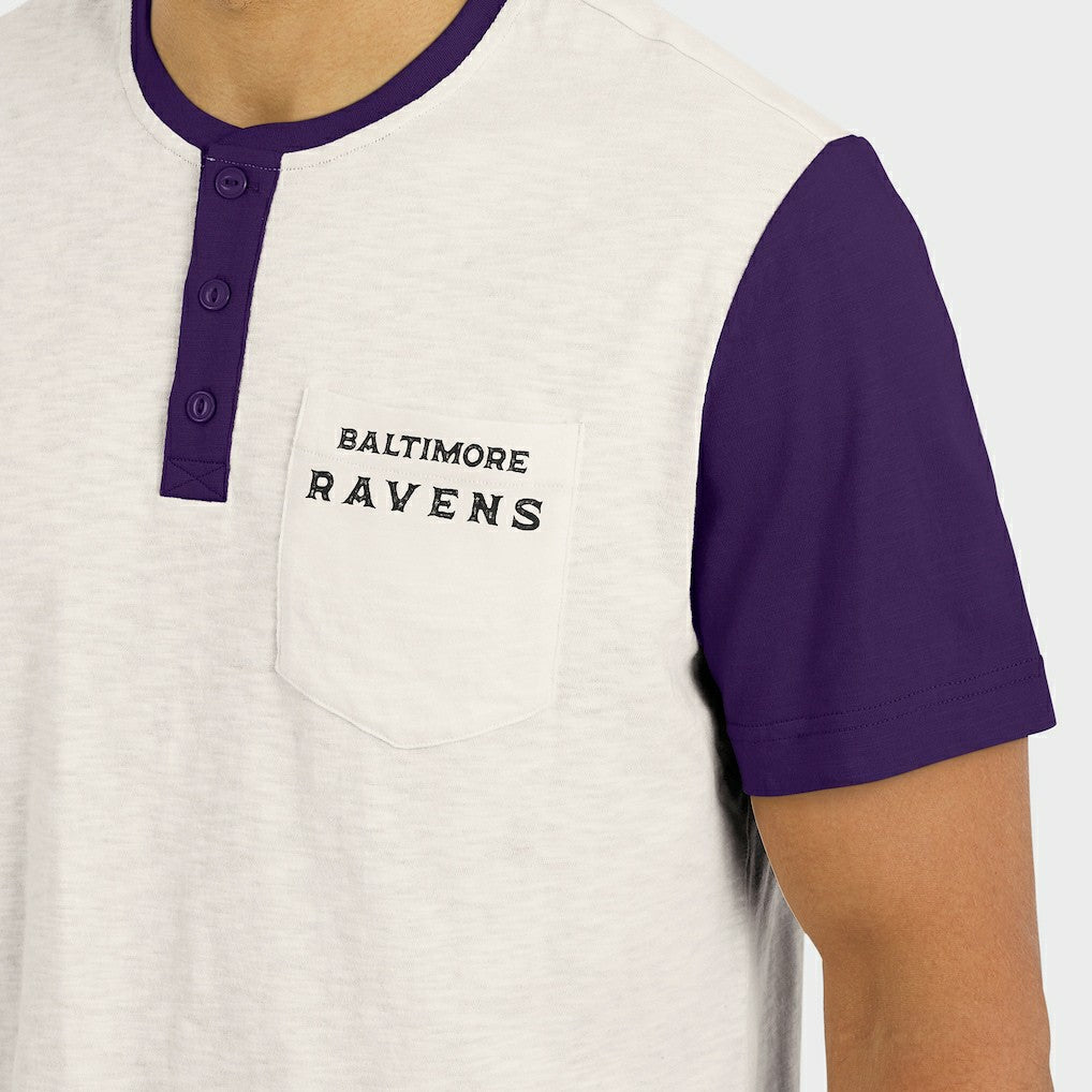 Baltimore Ravens Darius Rucker Collection Henley Colorblock Slub Pocket T-Shirt - Cream - Fanatics