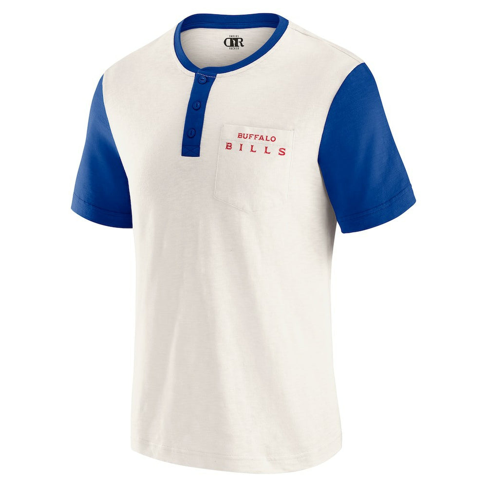Buffalo Bills Darius Rucker Collection Henley Colorblock Slub Pocket T-Shirt - Cream - Fanatics