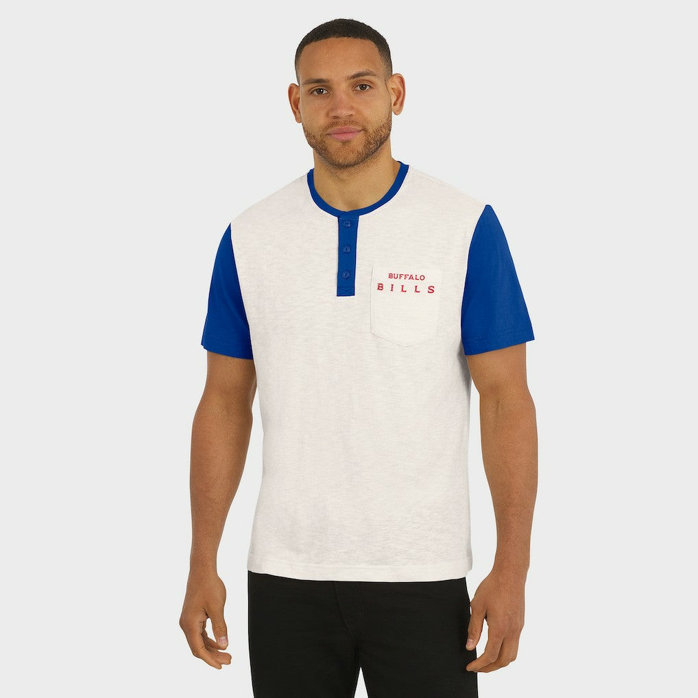 Buffalo Bills Darius Rucker Collection Henley Colorblock Slub Pocket T-Shirt - Cream - Fanatics
