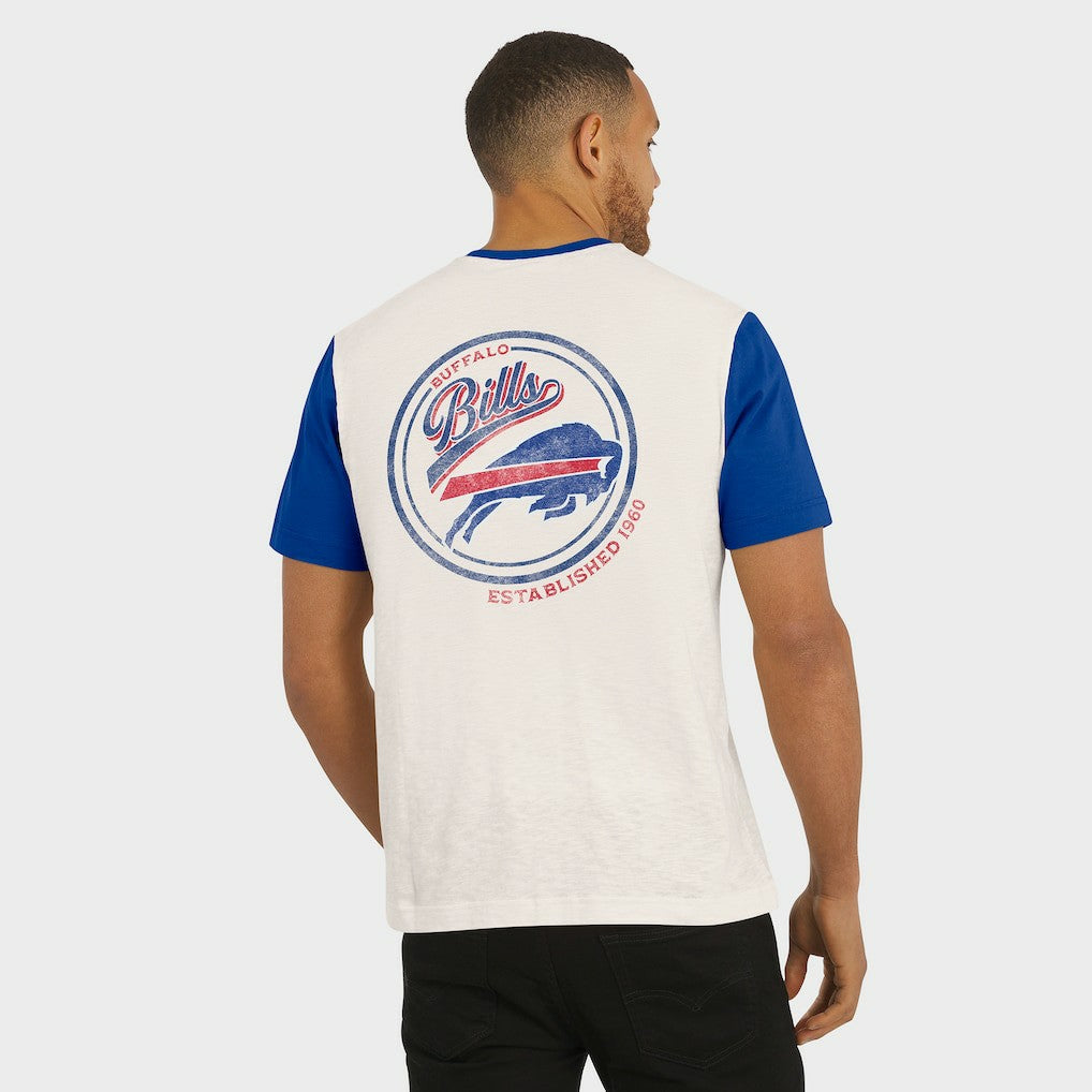 Buffalo Bills Darius Rucker Collection Henley Colorblock Slub Pocket T-Shirt - Cream - Fanatics