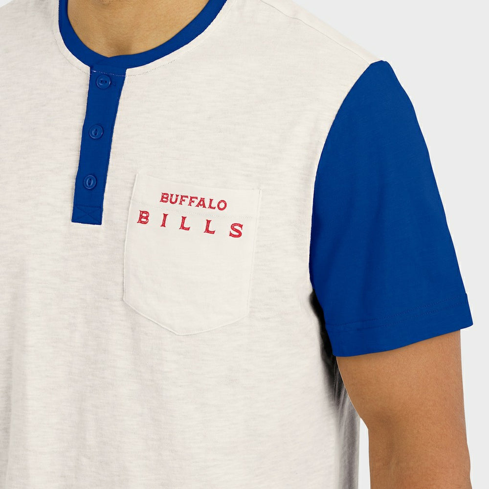 Buffalo Bills Darius Rucker Collection Henley Colorblock Slub Pocket T-Shirt - Cream - Fanatics