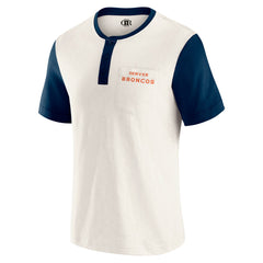 Denver Broncos Darius Rucker Collection Henley Colorblock Slub Pocket T-Shirt - Cream - Fanatics