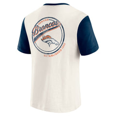 Denver Broncos Darius Rucker Collection Henley Colorblock Slub Pocket T-Shirt - Cream - Fanatics