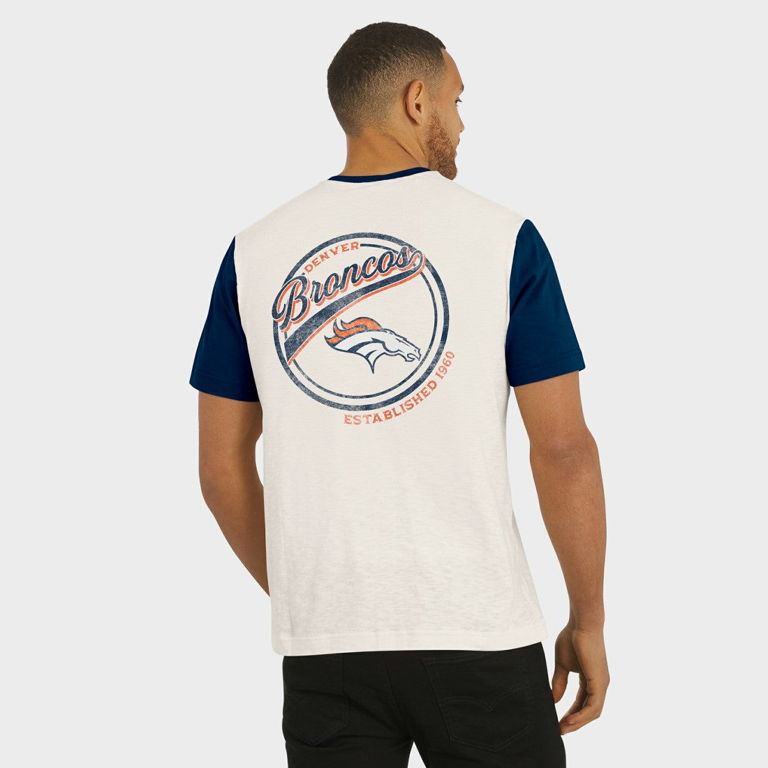 Denver Broncos Darius Rucker Collection Henley Colorblock Slub Pocket T-Shirt - Cream - Fanatics