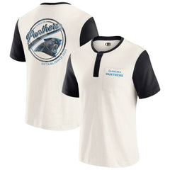 Carolina Panthers Darius Rucker Collection Henley Colorblock Slub Pocket T-Shirt - Cream - Fanatics