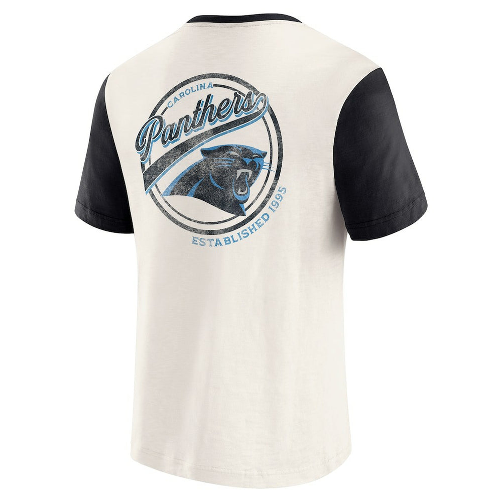 Carolina Panthers Darius Rucker Collection Henley Colorblock Slub Pocket T-Shirt - Cream - Fanatics