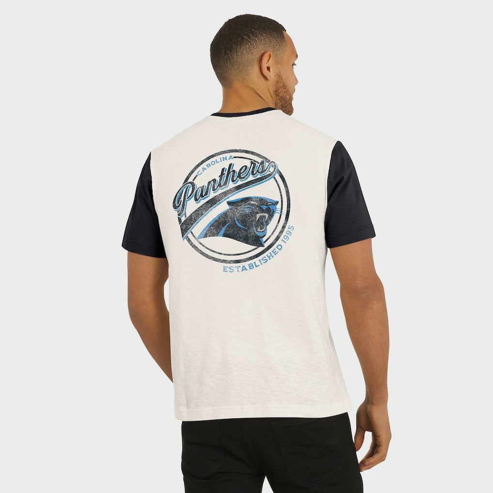 Carolina Panthers Darius Rucker Collection Henley Colorblock Slub Pocket T-Shirt - Cream - Fanatics