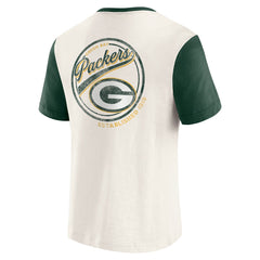 Green Bay Packers Darius Rucker Collection Henley Colorblock Slub Pocket T-Shirt - Cream - Fanatics