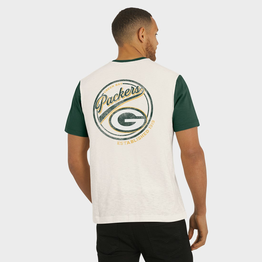 Green Bay Packers Darius Rucker Collection Henley Colorblock Slub Pocket T-Shirt - Cream - Fanatics