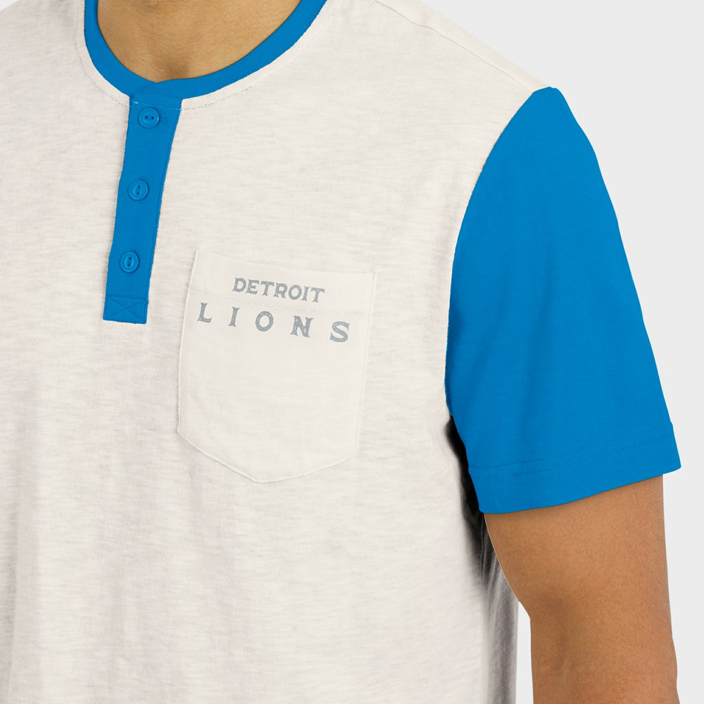 Detroit Lions Darius Rucker Collection Henley Colorblock Slub Pocket T-Shirt - Cream - Fanatics