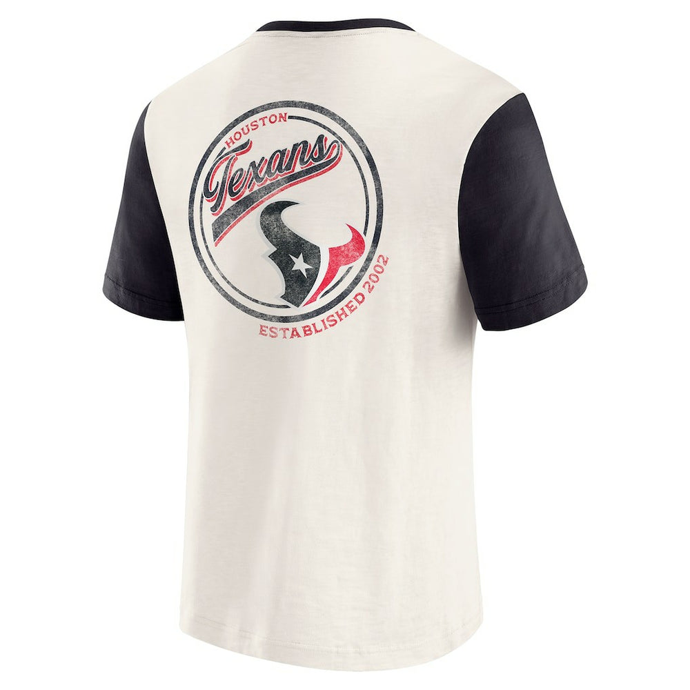 Houston Texans Darius Rucker Collection Henley Colorblock Slub Pocket T-Shirt - Cream - Fanatics