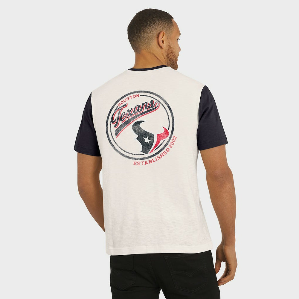 Houston Texans Darius Rucker Collection Henley Colorblock Slub Pocket T-Shirt - Cream - Fanatics