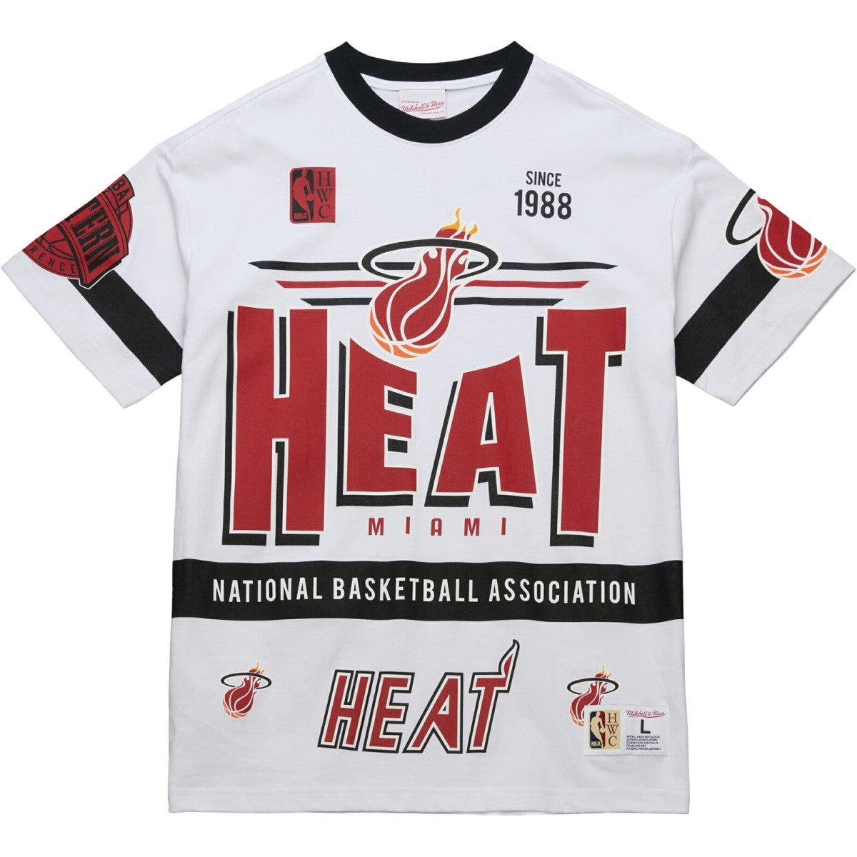 Mitchell & Ness Miami Heat Unisex Hardwood Classics Vintage Team Origins Premium T-Shirt White