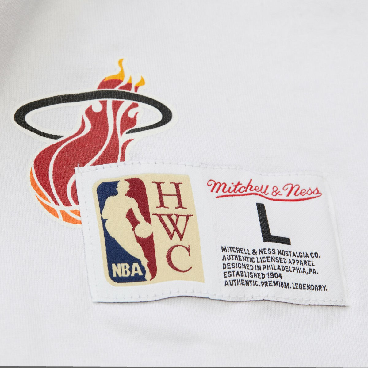 Mitchell & Ness Miami Heat Unisex Hardwood Classics Vintage Team Origins Premium T-Shirt White