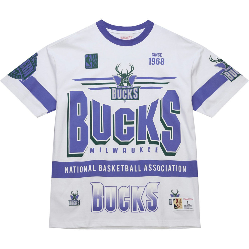 Mitchell & Ness Milwaukee Bucks Unisex Hardwood Classics Vintage Team Origins Premium T-Shirt White