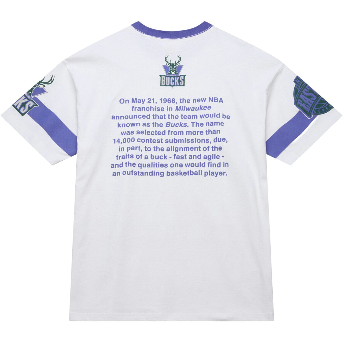 Mitchell & Ness Milwaukee Bucks Unisex Hardwood Classics Vintage Team Origins Premium T-Shirt White
