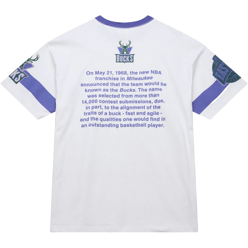 Mitchell & Ness Milwaukee Bucks Unisex Hardwood Classics Vintage Team Origins Premium T-Shirt White
