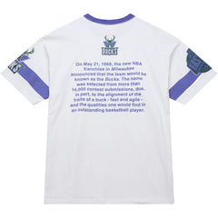 Mitchell & Ness Milwaukee Bucks Unisex Hardwood Classics Vintage Team Origins Premium T-Shirt White