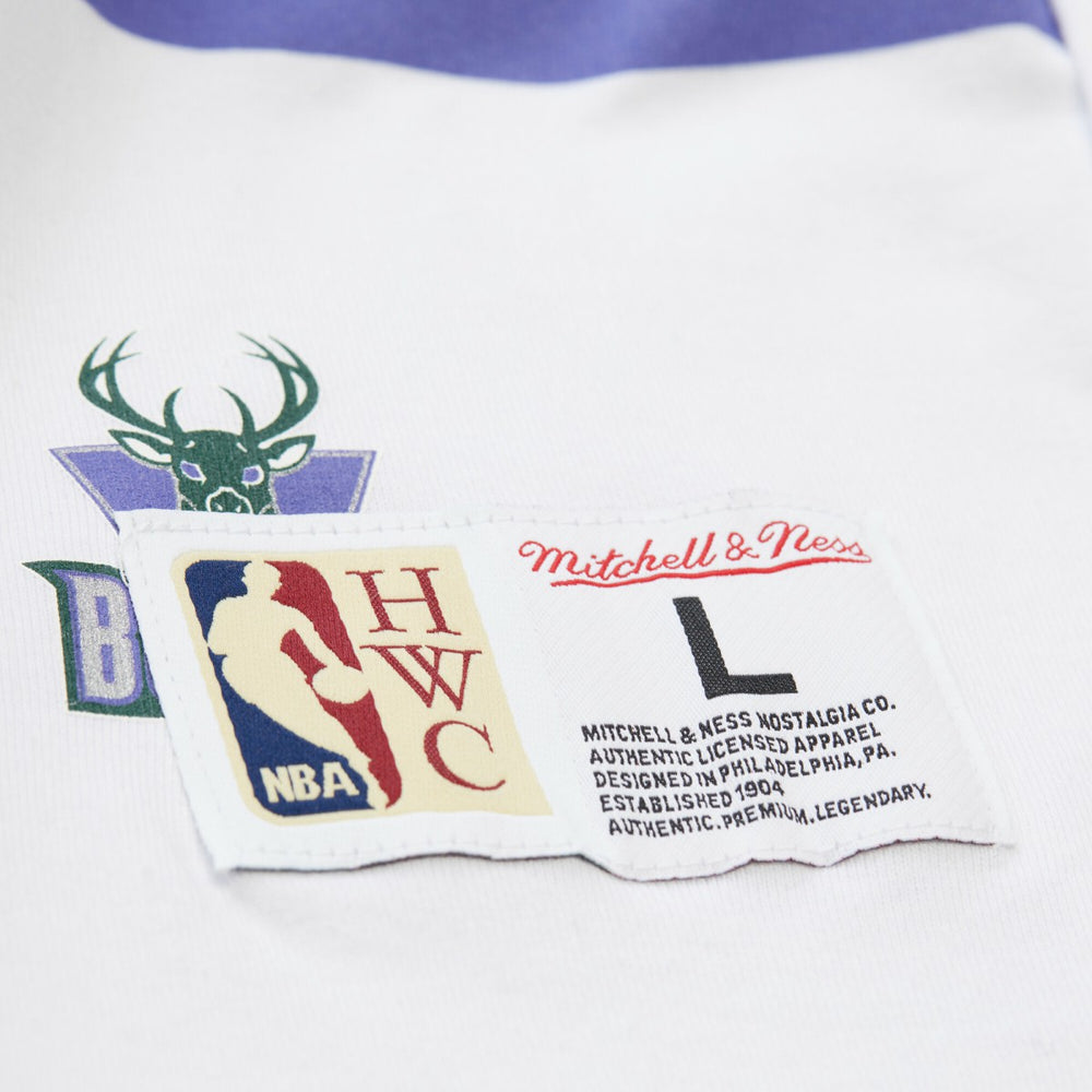 Mitchell & Ness Milwaukee Bucks Unisex Hardwood Classics Vintage Team Origins Premium T-Shirt White