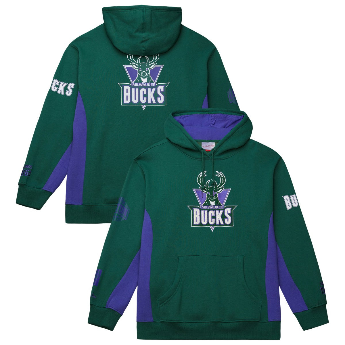 Mitchell & Ness Milwaukee Bucks Hardwood Classics Team Origins Fleece Pullover Hoodie Hunter Green