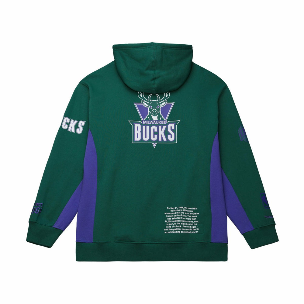 Mitchell & Ness Milwaukee Bucks Hardwood Classics Team Origins Fleece Pullover Hoodie Hunter Green