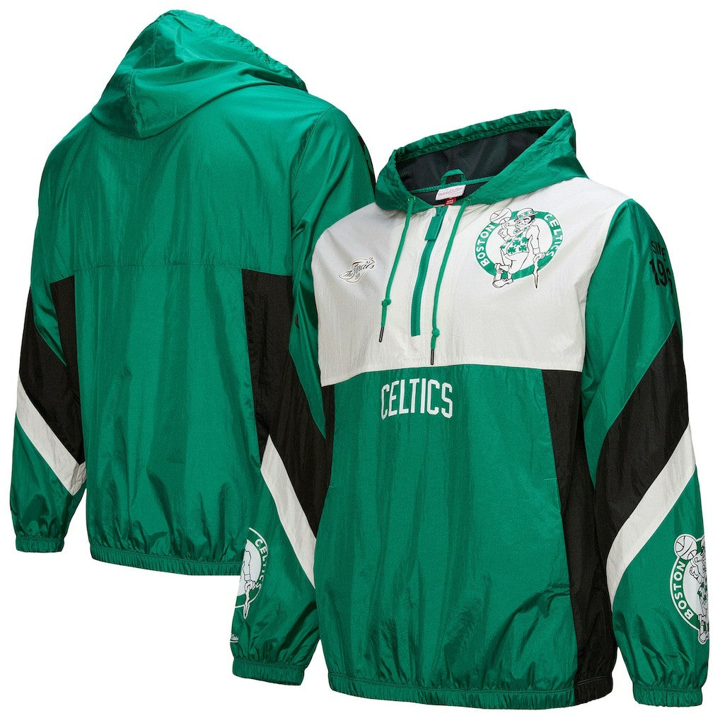 Mitchell & Ness Boston Celtics Hardwood Classics Team Origins Anorak Quarter-Zip Windbreaker Jacket Kelly Green