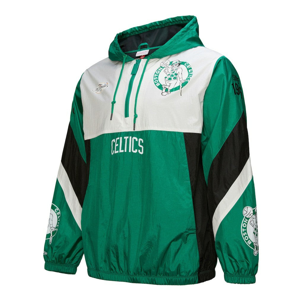 Mitchell & Ness Boston Celtics Hardwood Classics Team Origins Anorak Quarter-Zip Windbreaker Jacket Kelly Green